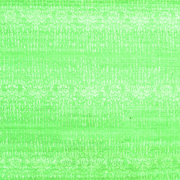 Round Machine Washable Abstract Green Contemporary Area Rugs, wshcon1464grn