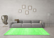 Machine Washable Abstract Green Contemporary Area Rugs in a Living Room,, wshcon1464grn