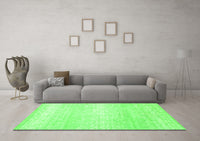 Machine Washable Abstract Green Contemporary Rug, wshcon1464grn