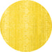 Round Abstract Yellow Contemporary Rug, con1464yw