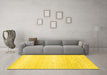 Machine Washable Abstract Yellow Contemporary Rug in a Living Room, wshcon1464yw