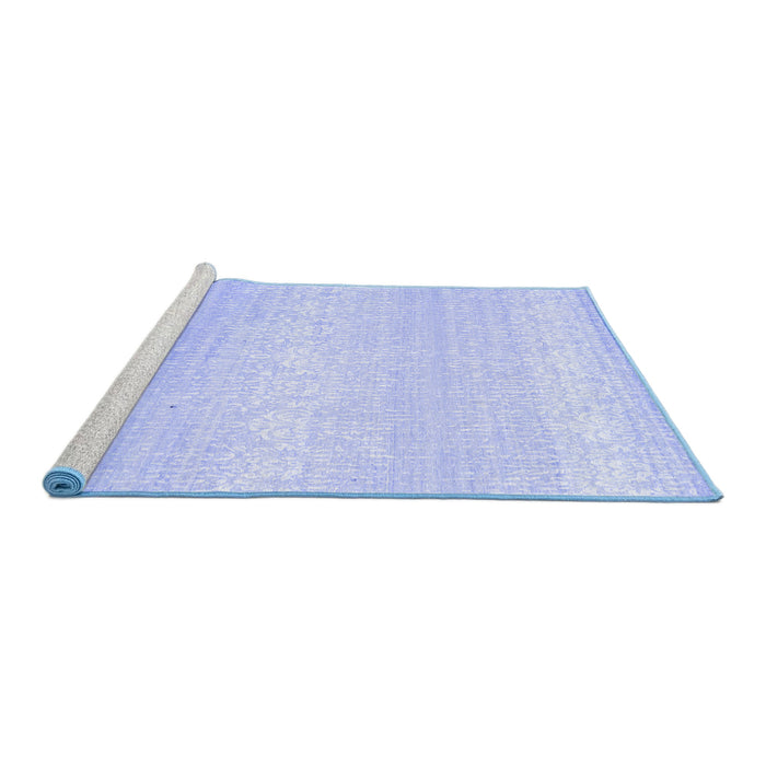 Sideview of Machine Washable Abstract Blue Contemporary Rug, wshcon1464blu