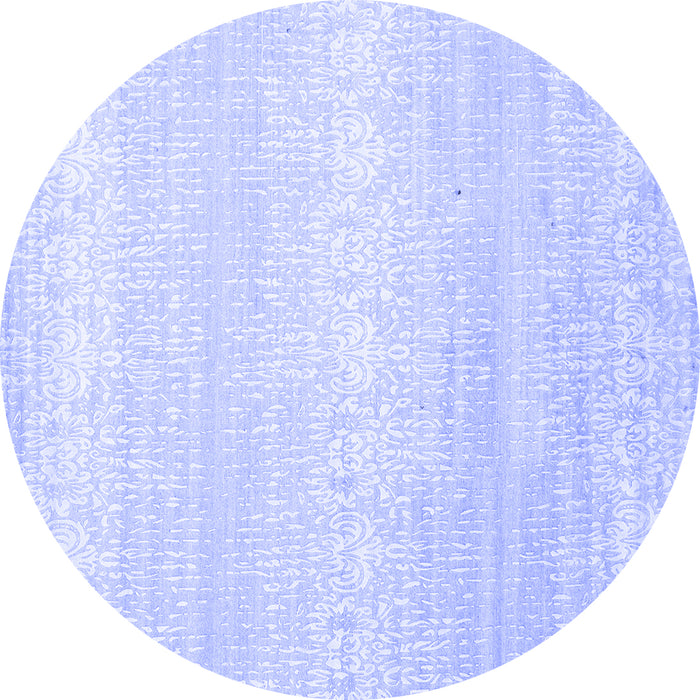 Round Abstract Blue Contemporary Rug, con1464blu