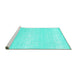 Sideview of Machine Washable Abstract Turquoise Contemporary Area Rugs, wshcon1464turq