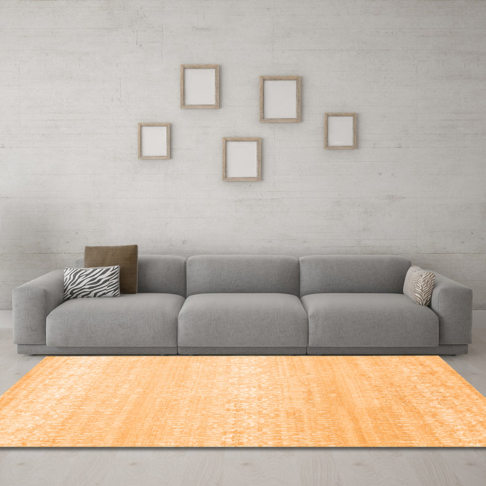 Machine Washable Abstract Orange Contemporary Area Rugs in a Living Room, wshcon1464org