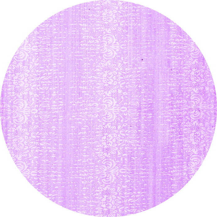 Round Abstract Purple Contemporary Rug, con1464pur