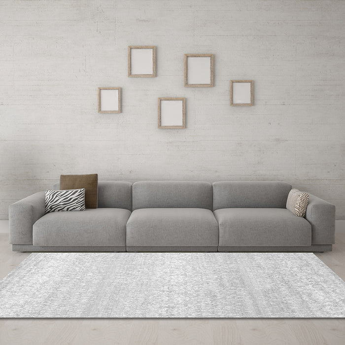 Machine Washable Abstract Gray Contemporary Rug in a Living Room,, wshcon1464gry