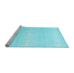 Sideview of Machine Washable Abstract Light Blue Contemporary Rug, wshcon1464lblu
