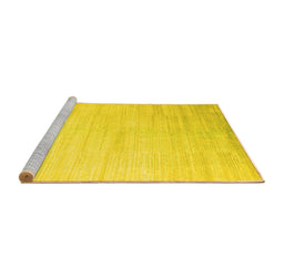 Sideview of Machine Washable Abstract Yellow Contemporary Rug, wshcon1465yw