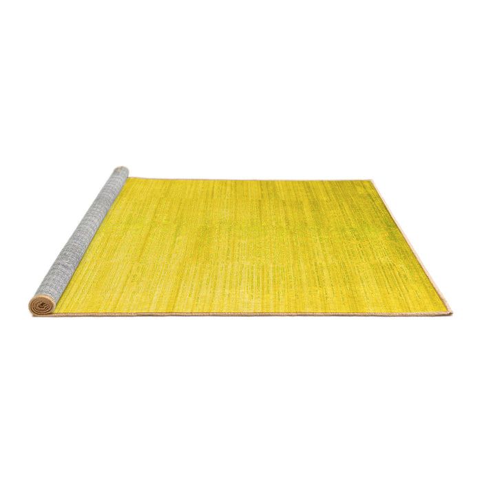 Sideview of Machine Washable Abstract Yellow Contemporary Rug, wshcon1465yw