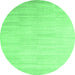 Round Abstract Emerald Green Contemporary Rug, con1465emgrn