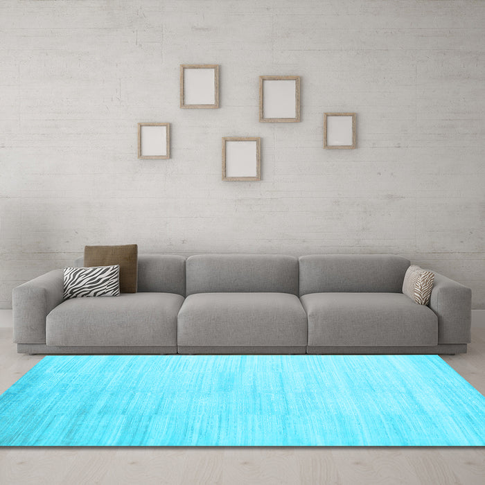 Machine Washable Abstract Light Blue Contemporary Rug in a Living Room, wshcon1465lblu