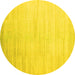 Round Abstract Yellow Contemporary Rug, con1465yw