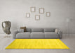 Machine Washable Abstract Yellow Contemporary Rug in a Living Room, wshcon1465yw