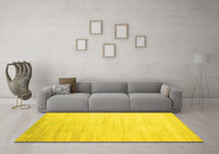 Machine Washable Abstract Yellow Contemporary Rug, wshcon1465yw