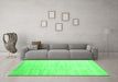 Machine Washable Abstract Green Contemporary Area Rugs in a Living Room,, wshcon1465grn