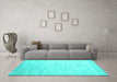 Machine Washable Abstract Turquoise Contemporary Area Rugs in a Living Room,, wshcon1465turq