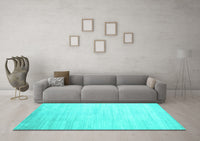 Machine Washable Abstract Turquoise Contemporary Rug, wshcon1465turq