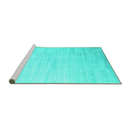 Sideview of Machine Washable Abstract Turquoise Contemporary Area Rugs, wshcon1465turq
