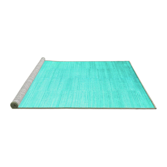 Sideview of Machine Washable Abstract Turquoise Contemporary Area Rugs, wshcon1465turq