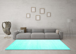 Machine Washable Solid Turquoise Modern Area Rugs in a Living Room,, wshcon1466turq