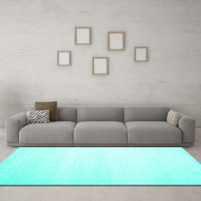 Machine Washable Solid Turquoise Modern Area Rugs in a Living Room,, wshcon1466turq