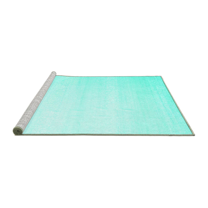 Sideview of Machine Washable Solid Turquoise Modern Area Rugs, wshcon1466turq