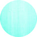 Round Solid Turquoise Modern Rug, con1466turq