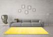 Machine Washable Solid Yellow Modern Rug in a Living Room, wshcon1466yw