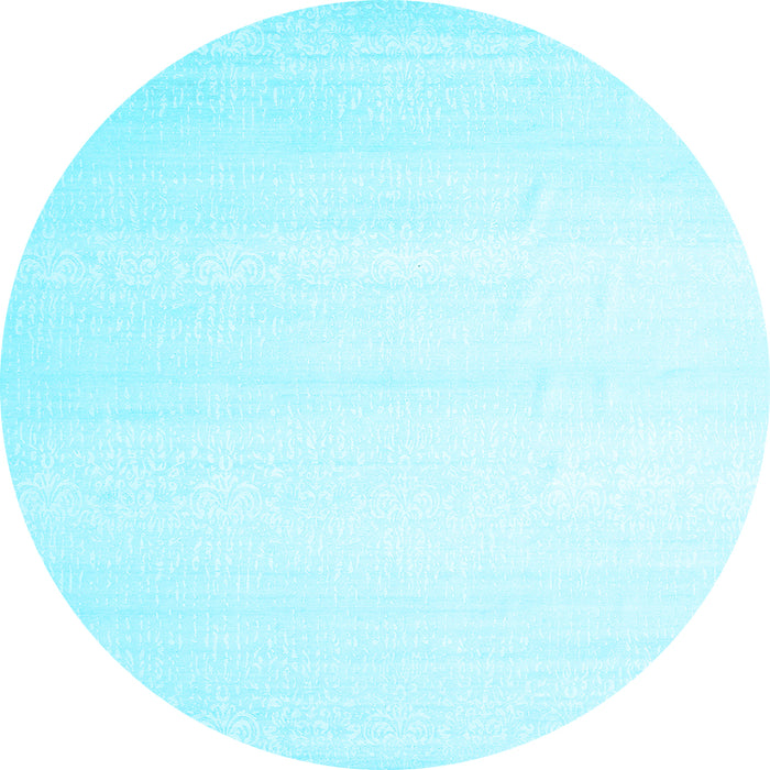 Round Machine Washable Solid Light Blue Modern Rug, wshcon1466lblu