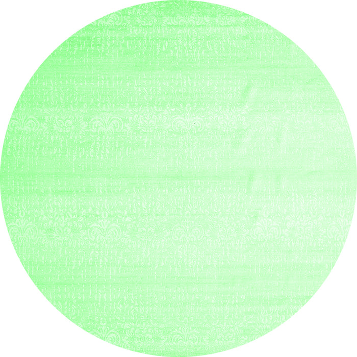 Round Machine Washable Solid Emerald Green Modern Area Rugs, wshcon1466emgrn