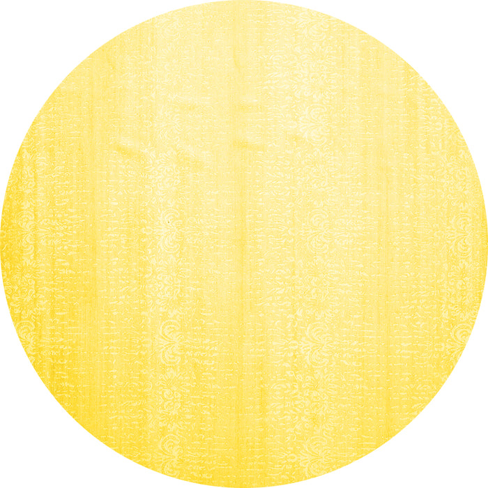 Round Solid Yellow Modern Rug, con1466yw