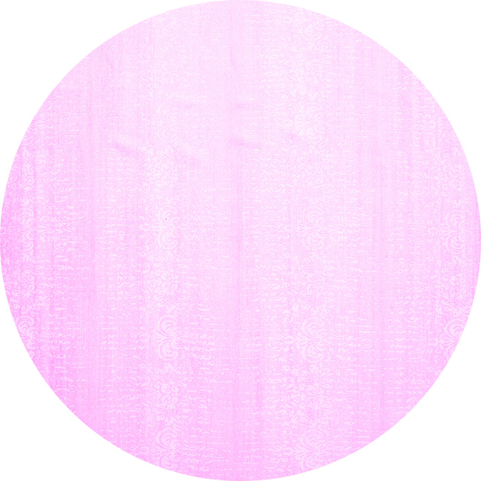 Round Machine Washable Solid Pink Modern Rug, wshcon1466pnk