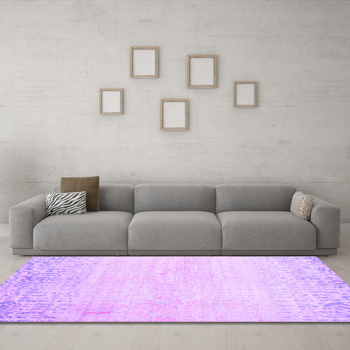 Machine Washable Abstract Purple Contemporary Area Rugs in a Living Room, wshcon1467pur