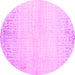 Round Machine Washable Abstract Pink Contemporary Rug, wshcon1467pnk