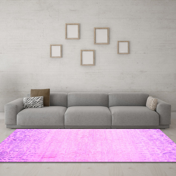 Machine Washable Abstract Pink Contemporary Rug in a Living Room, wshcon1467pnk