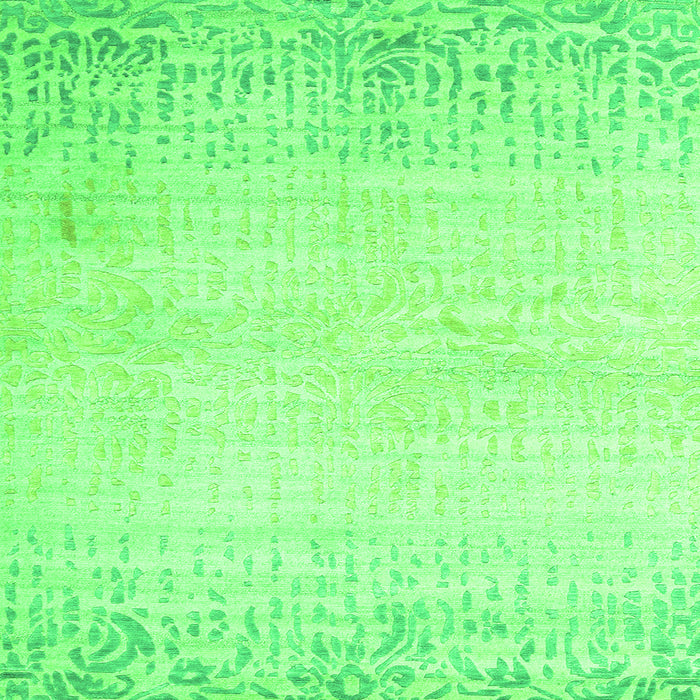 Round Machine Washable Abstract Green Contemporary Area Rugs, wshcon1467grn