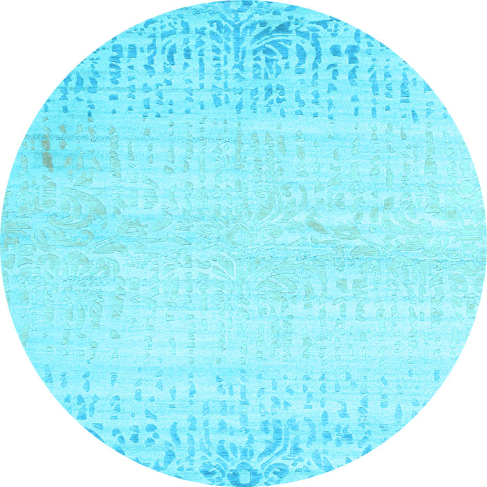 Round Abstract Light Blue Contemporary Rug, con1467lblu