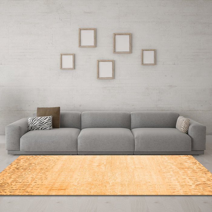 Machine Washable Abstract Orange Contemporary Area Rugs in a Living Room, wshcon1467org
