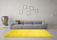 Machine Washable Abstract Yellow Contemporary Rug, wshcon1467yw