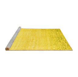 Sideview of Machine Washable Abstract Yellow Contemporary Rug, wshcon1467yw