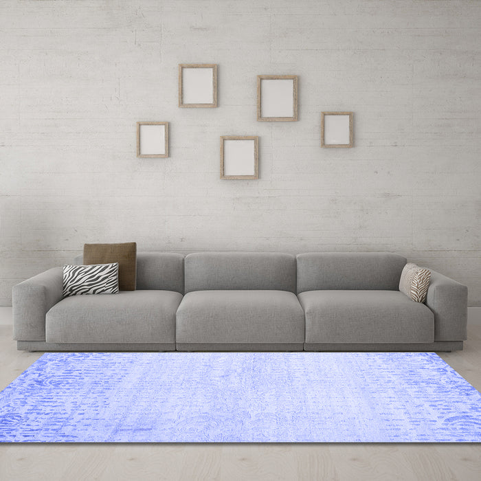 Machine Washable Abstract Blue Contemporary Rug in a Living Room, wshcon1467blu
