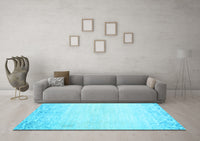 Machine Washable Abstract Light Blue Contemporary Rug, wshcon1467lblu