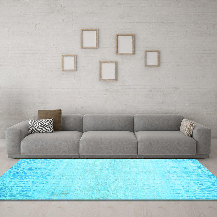 Machine Washable Abstract Light Blue Contemporary Rug in a Living Room, wshcon1467lblu