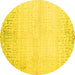 Round Machine Washable Abstract Yellow Contemporary Rug, wshcon1467yw