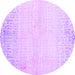 Round Machine Washable Abstract Purple Contemporary Area Rugs, wshcon1467pur