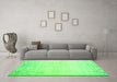 Machine Washable Abstract Green Contemporary Area Rugs in a Living Room,, wshcon1467grn