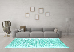Machine Washable Abstract Turquoise Contemporary Area Rugs in a Living Room,, wshcon1468turq