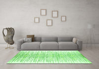 Machine Washable Abstract Green Contemporary Rug, wshcon1468grn