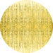 Round Machine Washable Abstract Yellow Contemporary Rug, wshcon1468yw